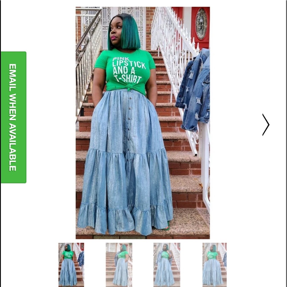 Pleated Denim Skirt